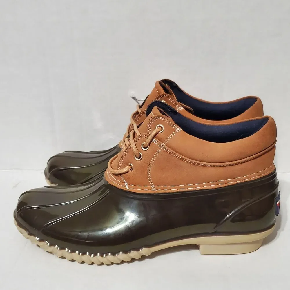 Tommy Hilfiger THWEAT-M Womens Size 6 M Brown Duck Lace Up Rain Ankle Boots Shoe